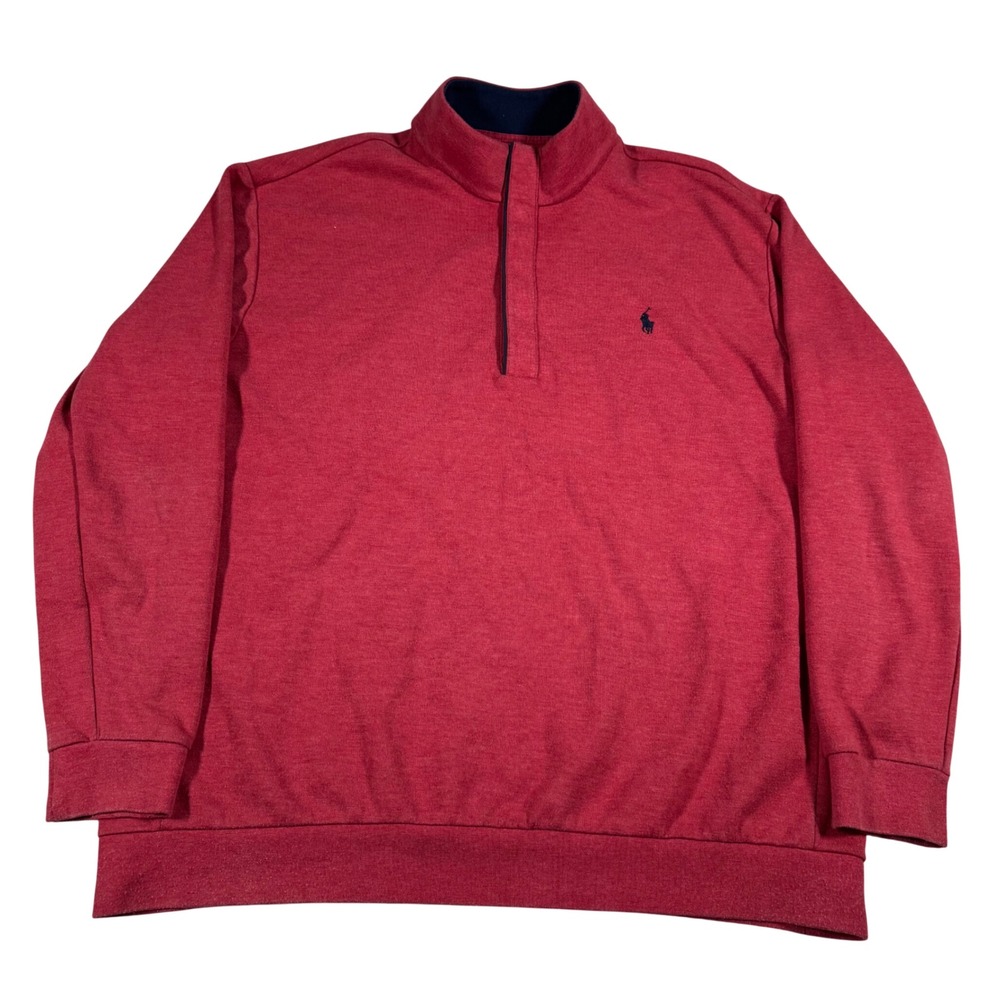 Polo Ralph Lauren Quarter Snap Pullover Mens XLT Red Heather Mock Neck Tall